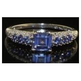 10kt Gold Ceylon Sapphire & Diamond Ring