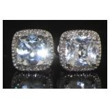 10kt Gold 2.20 ct Aquamarine & Diamond Earrings
