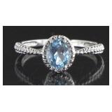Genuine Blue Topaz & Diamond Designer Ring