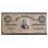 1862 Confederate $50 Jefferson Davis Currency