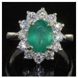 14kt White Gold 3.37 ct Emerald & Diamond Ring