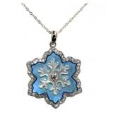 Stunning Blue Mother of Pearl Snowflake Necklace