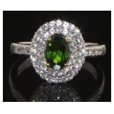 Oval 1.70 ct Emerald & White Topaz DBL Halo Ring