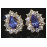 14kt Gold 3.90 ct Tanzanite & Diamond Earrings