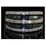 Genuine 1.30 ct Fancy Blue Baguette Diamond Ring