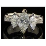 14kt Gold Marquise Cut 2.55 ct Diamond Ring