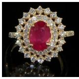 14kt Yellow Gold 2.61 ct Ruby & Diamond Ring