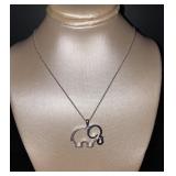 Fancy Blue & White .16ct Diamond Elephant Necklace