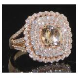 14K Rose Gold 3.48 ct Morganite & Diamond Ring