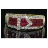 18kt Gold Natural Ruby & Diamond Ring