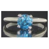 14kt Gold 1.00 ct Blue Diamond Solitaire Ring