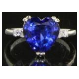 14kt Gold 4.18 ct Sapphire Heart & Diamond Ring