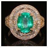 14kt Rose Gold 3.97 ct Emerald & Diamond Ring