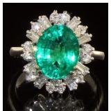 14kt Gold 4.91 ct Oval Emerald & Diamond Ring