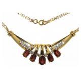 14kt Gold 3.66 ct Garnet & Diamond Necklace