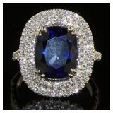 14kt White Gold 6.61 ct Sapphire & Diamond Ring