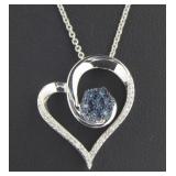 Genuine 1/4 ct Fancy Blue & White Diamond Necklace