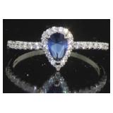 Stunning Pear Cut Sapphire & White Topaz Ring