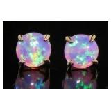 Round Cut Pink Fire Opal Earrings