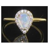 Stunning Pear Cut Fire Opal & White Topaz Ring