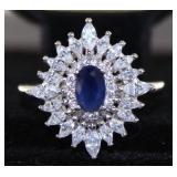 Stunning Sapphire & White Topaz Cocktail Ring