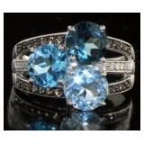 10kt Gold London/Sky/Swiss Blue Topaz Ring