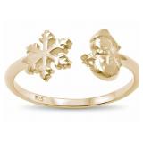 Beautiful Yellow Toned Snowman & Snowflake Ring