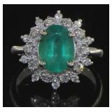 14kt Gold 2.49 ct Emerald & Diamond Ring