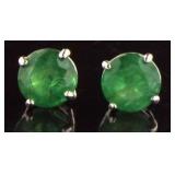 14kt White Gold 2.05 ct Round Emerald Studs