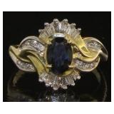 14kt Gold Natural 1.50 ct Sapphire/Diamond Ring