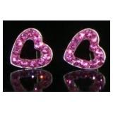 Beautiful Pink Topaz Heart Stud Earrings