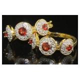 Genuine Garnet & Diamond Hoop Earrings