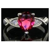 Beautiful Pear Cut Ruby & White Topaz Ring