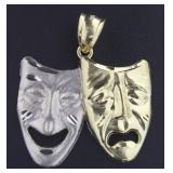 10kt White & Yellow Gold DBL Mask Pendant