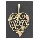 10kt Rose & Yellow Gold "Mom" Heart Pendant