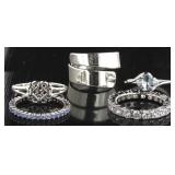 Collection of 5 Assorted Sterling Silver Bands