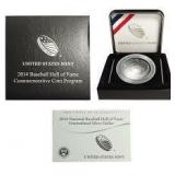 2014 US Mint Baseball Hall of Fame Silver Dollar