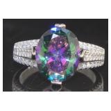 Stunning Oval Mystic & White Topaz Designer Ring