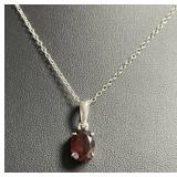 Natural 2.00 ct Oval Garnet Designer Necklace