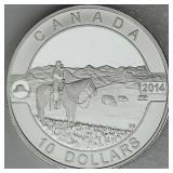 2014 - Canada $10 1/2 oz Cowboy Fine Silver Coin