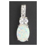 Beautiful White Opal & White Topaz Designer Pendan