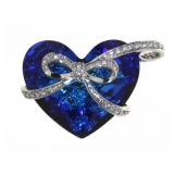 Gorgeous Large Blue Crystal Heart Pendant