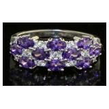 Stunning Amethyst & White Topaz Designer Ring