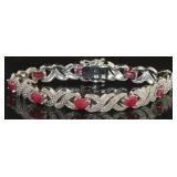 Genuine 5.00 ct Ruby & Diamond Accent Bracelet