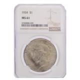 1924 - MS61 Peace Silver Dollar