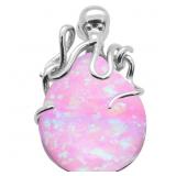Oval Pink Opal Octopus Pendant