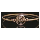 Rose Toned Tree of Life Bangle Bracelet