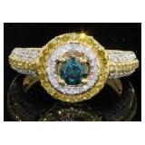 14kt Gold 1.50 ct Fancy Blue & Yellow Diamond Ring