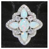 Stunning White Opal & White Topaz Designer Ring