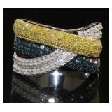 Genuine 1.25 ct Fancy Blue-Yellow Diamond Ring